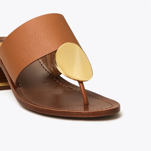 Tory Burch PATOS DISK 45MM SANDAL Mou Brown Gold STUNNING AND COMFORTABLE! - Picture 5 of 10